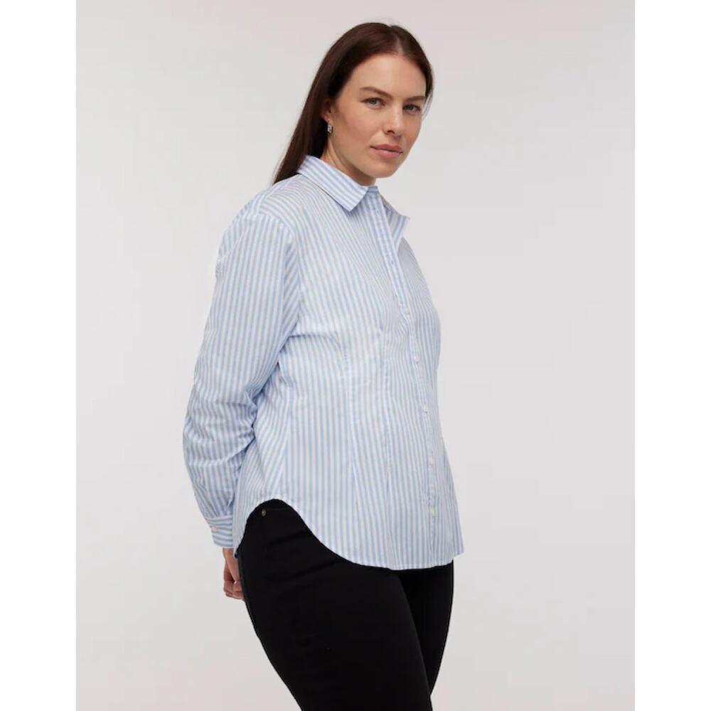 New Madewell Darted Long-Sleeve Button-Up Shirt in Powder Blue Women's Size 6